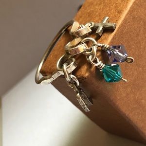 Handmade Size 11 Sterling Silver Charm Ring